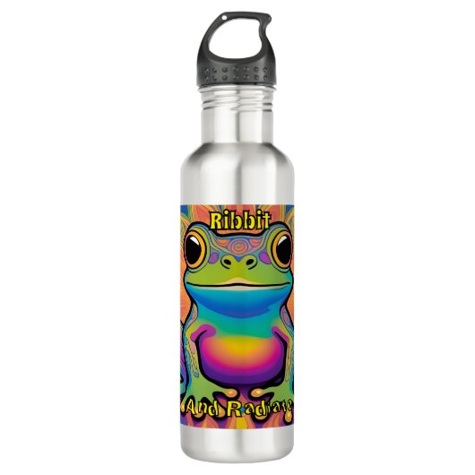 Ribbit en Radiate Frog - Boho Psychedelic Vibes Waterfles (Voorkant)