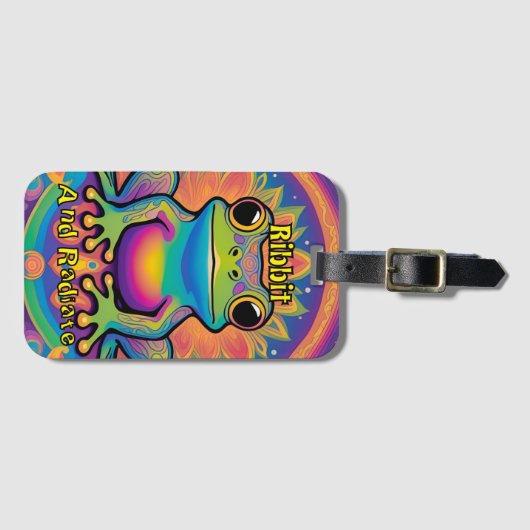Ribbit en straal Boho Frog - Psychedelische Boho Bagagelabel (Voorkant (horizontaal))