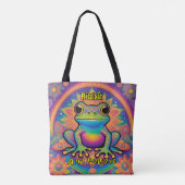 Ribbit en straal Boho Frog - Psychedelische Boho Tote Bag (Achterkant)