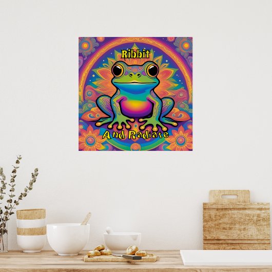 Ribbit en stralen Boho Frog Groovy Vibes uit Poster (Keuken)