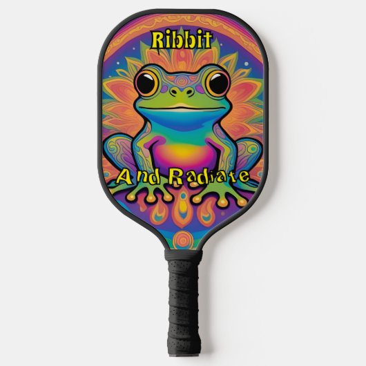 Ribbit en uitstralen psychedelische kikker Boho Gr Pickleball Paddle (Voorkant)