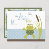 Ribbit Frog and Dragonfly Baby shower Advice Kaart (Voorkant / Achterkant)
