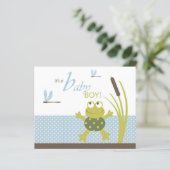 Ribbit Frog and Dragonfly Baby shower Advice Kaart (Staand voorkant)