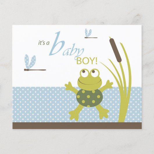 Ribbit Frog and Dragonfly Baby shower Advice Kaart (Voorkant)