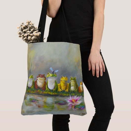 Ribbit Rivier - Geschilderde Boodschappentas Tote Bag (Dichtbij)