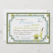 Ribbit Swimming Frog Birthday Invitation A7-A Kaart (Achterkant)