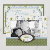 Ribbit Swimming Frog Birthday Invitation A7-A Kaart (Voorkant / Achterkant)