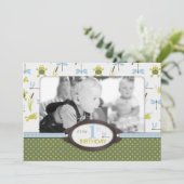 Ribbit Swimming Frog Birthday Invitation A7-B Kaart (Staand voorkant)