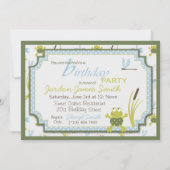 Ribbit Swimming Frog Birthday Invitation A7-B Kaart (Achterkant)
