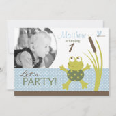 Ribbit Swimming Frog Birthday Invitation A7-C Kaart (Voorkant)