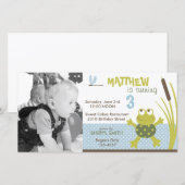 Ribbit Swimming Frog Birthday Invitation PC (Voorkant / Achterkant)