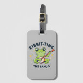 Ribbit-ting de Banjo, Schattige Frog Playing Muzie Bagagelabel (Voorkant (verticaal))