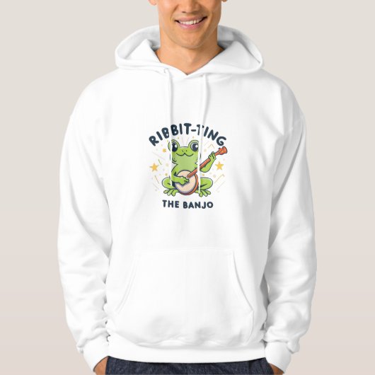 Ribbit-ting de Banjo, Schattige Frog Playing Muzie Hoodie (Voorkant)
