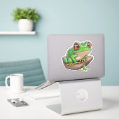 Ribbiting Stickers voor Frog Aficionados (Laptop op bureau)