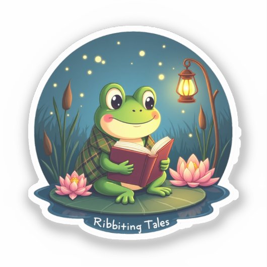 Ribbiting Tales - Schattigee kikker Sticker (Voorkant)