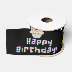 Ribbon, #1 Happy First Birthday Ribbon Grosgrain Lint