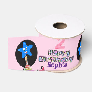 Ribbon, #2 Birthday Ribbon, Happy 2e verjaardag Grosgrain Lint