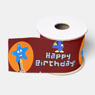 Ribbon, #4 Birthday Ribbon, Happy 4th Birthday Grosgrain Lint