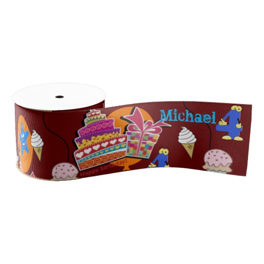 Ribbon, #4 Birthday Ribbon, Happy 4th Birthday Grosgrain Lint (Spoel)