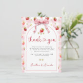 Ribbon Aardbeien Berry Sweet Baby shower Bedankkaart (Staand voorkant)