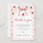Ribbon Aardbeien Berry Sweet Baby shower Bedankkaart (Voorkant)