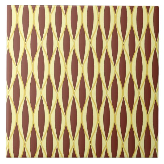 Ribbon-afdruk halverwege de eeuw - bruin en goud tegeltje (Voorkant)