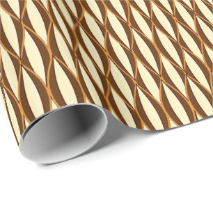 Ribbon-afdruk halverwege de eeuw - bruin en roomkl cadeaupapier
