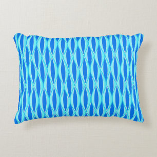 Ribbon-afdruk halverwege de eeuw - tinten blauw accent kussen