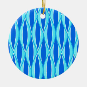 Ribbon-afdruk halverwege de eeuw - tinten blauw keramisch ornament