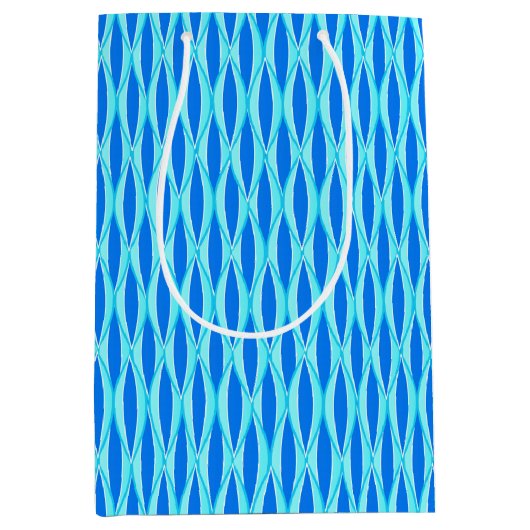 Ribbon-afdruk halverwege de eeuw - tinten blauw medium cadeauzakje (Voorkant)