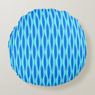 Ribbon-afdruk halverwege de eeuw - tinten blauw rond kussen