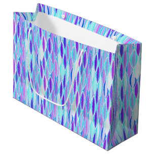 Ribbon-afdruk halverwege de eeuw - violet en aqua groot cadeauzakje