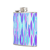 Ribbon-afdruk halverwege de eeuw - violet en aqua heupfles (Links)