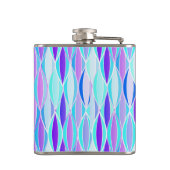 Ribbon-afdruk halverwege de eeuw - violet en aqua heupfles (Achterkant)