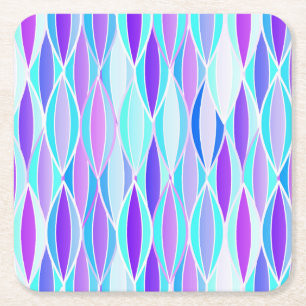 Ribbon-afdruk halverwege de eeuw - violet en aqua kartonnen onderzetters