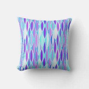 Ribbon-afdruk halverwege de eeuw - violet en aqua kussen