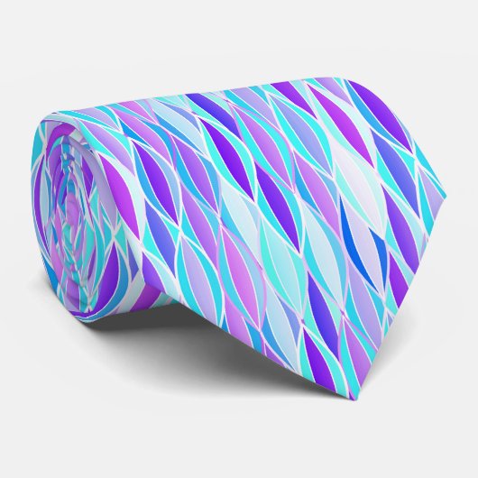 Ribbon-afdruk halverwege de eeuw - violet en aqua stropdas (Opgerold)