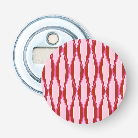 Ribbon-afdruk uit de midden van de eeuw - roze en  button flesopener (Voorkant)