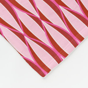 Ribbon-afdruk uit de midden van de eeuw - roze en  fleece deken