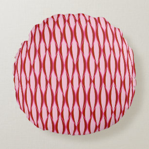 Ribbon-afdruk uit de midden van de eeuw - roze en  rond kussen