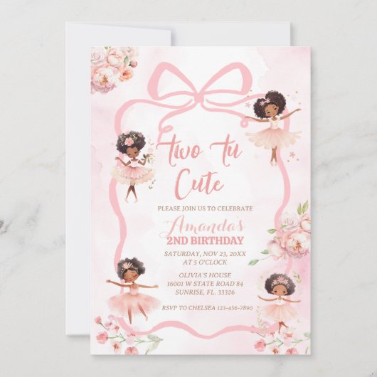 Ribbon Afrikaanse Ballerina Twee Tu Leuke Verjaard Kaart (Voorkant)