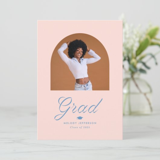 Ribbon Afstudeerder Arch Foto Afstuderen Aankondiging (Staand voorkant)