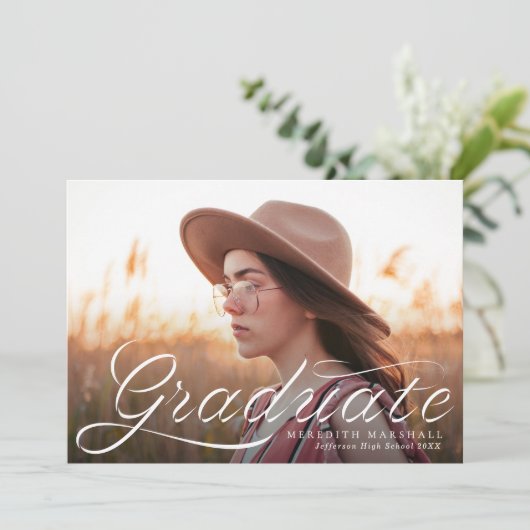 Ribbon Afstuderen Classic Photo Afstuderen Aankondiging (Staand voorkant)