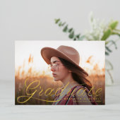 Ribbon Afstuderen Classic Photo Afstuderen Folie Uitnodiging (Staand Voorkant)