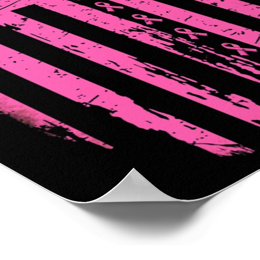 Ribbon Amerikaanse vlag VS Borstkanker Bewustzijn  Poster (Hoek)