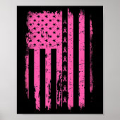 Ribbon Amerikaanse vlag VS Borstkanker Bewustzijn  Poster (Voorkant)