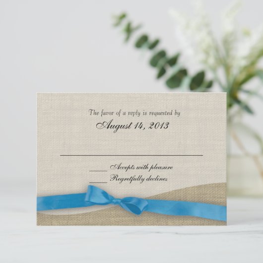 Ribbon and Burlap Response-Kaart RSVP Kaartje (Staand voorkant)