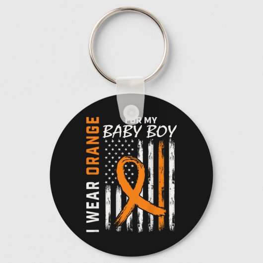 Ribbon Baby Boy Leukemie Awareness Month Warrior Sleutelhanger (Voorkant)