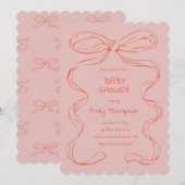 Ribbon Baby Girl Douche Uitnodiging (Voorkant / Achterkant)