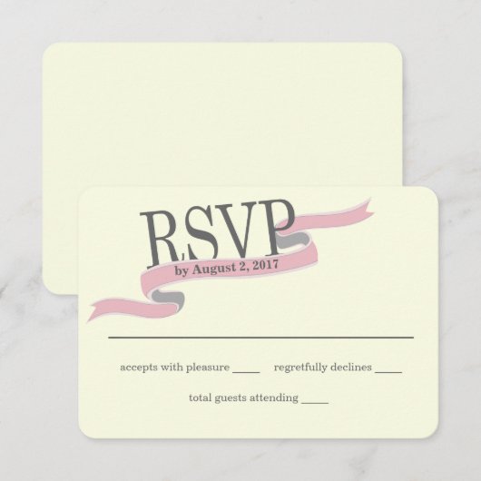 Ribbon Banner Response Kaart Roze (Voorkant / Achterkant)